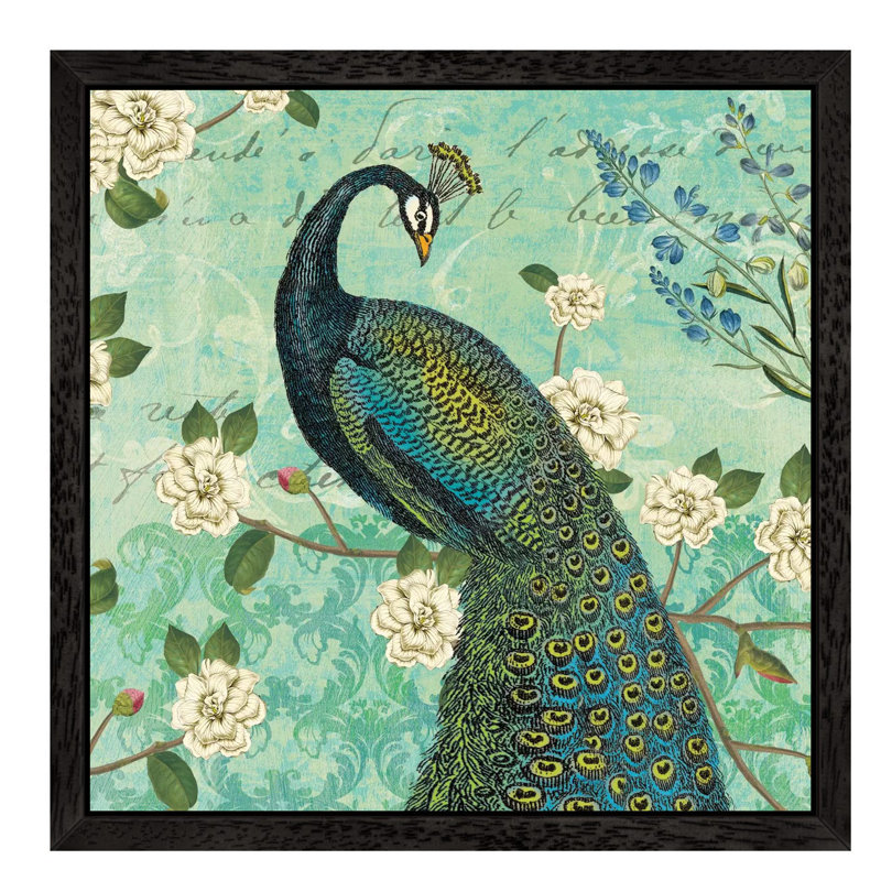 Peacock Arbor VI by Sue Schlabach - Print on Canvas, 45.72 cm H x 45.72 cm W, Black Floater Frame