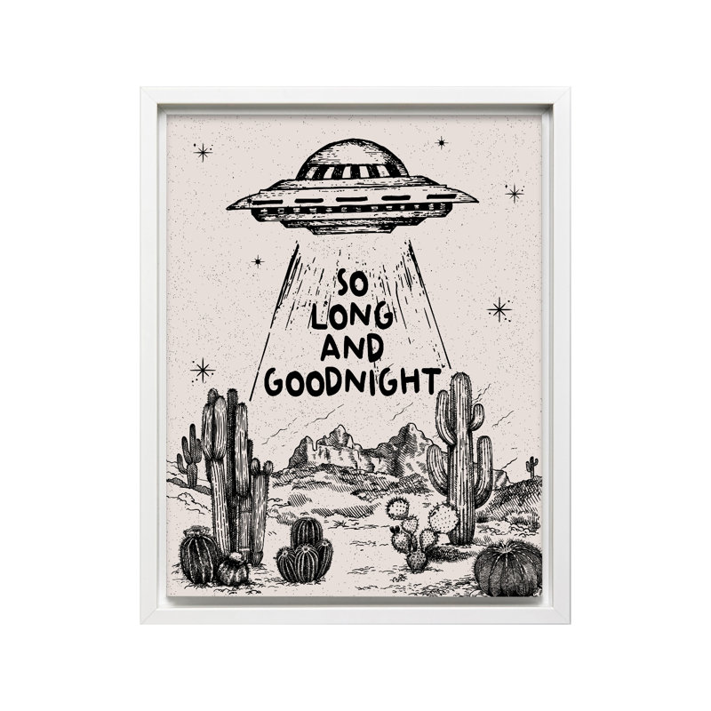 Beige «So Long And Goodnight», Canvas, 24"H x 32"W, White Framed