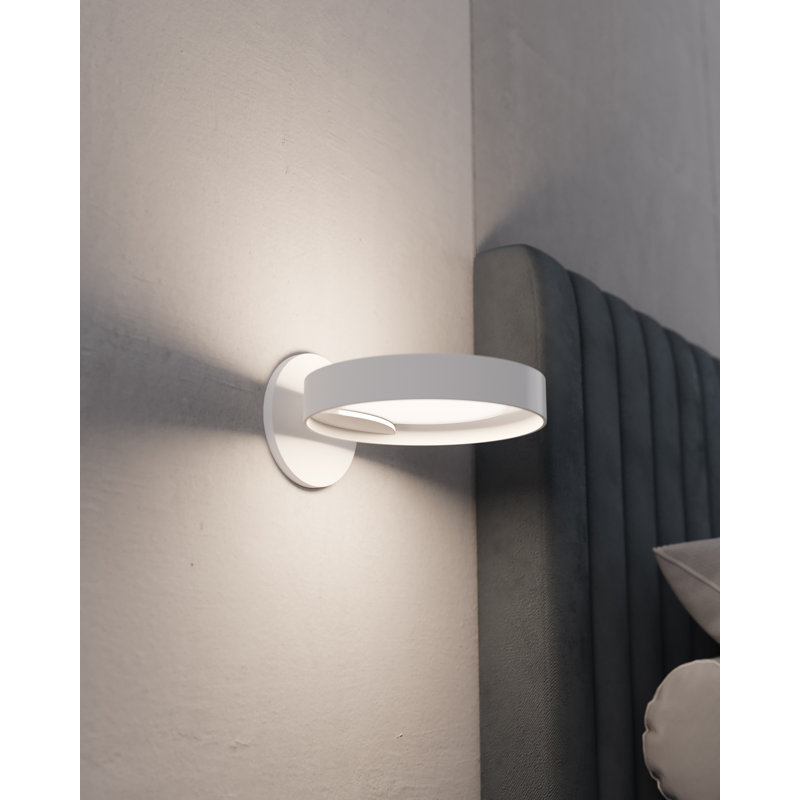 Guide Ring 1 - Light LED Armed Sconce, Satin White/Apricot
