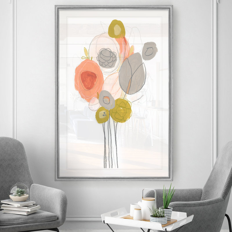 " Wildflower Contour I ", 26.5" H x 36.5" W x 1.5" D, Silver Framed
