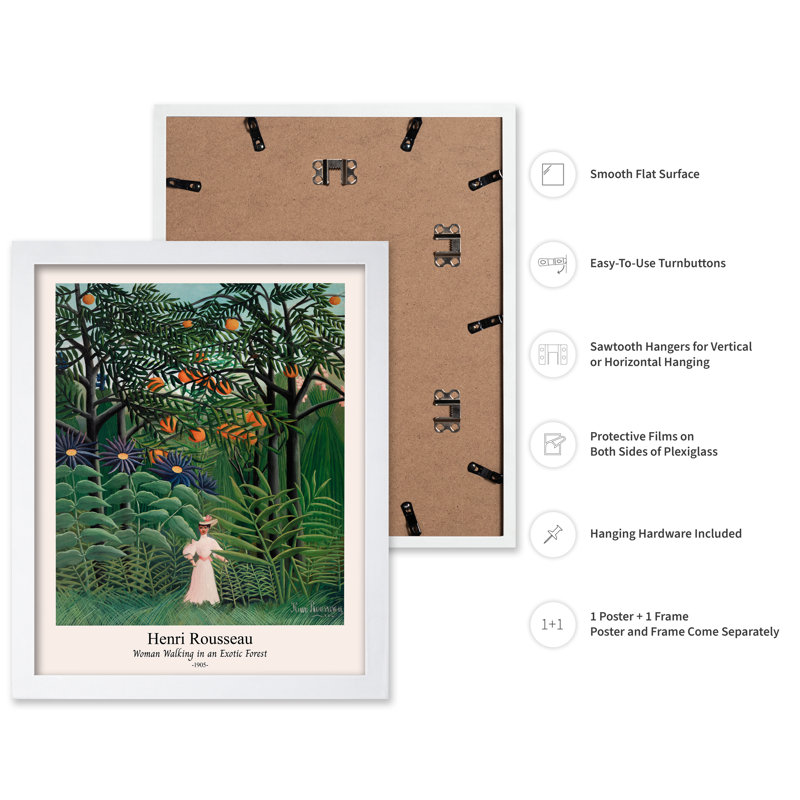 Henri Rousseau - Femme qui marche, Poster, 18"H x 24"W, White Framed