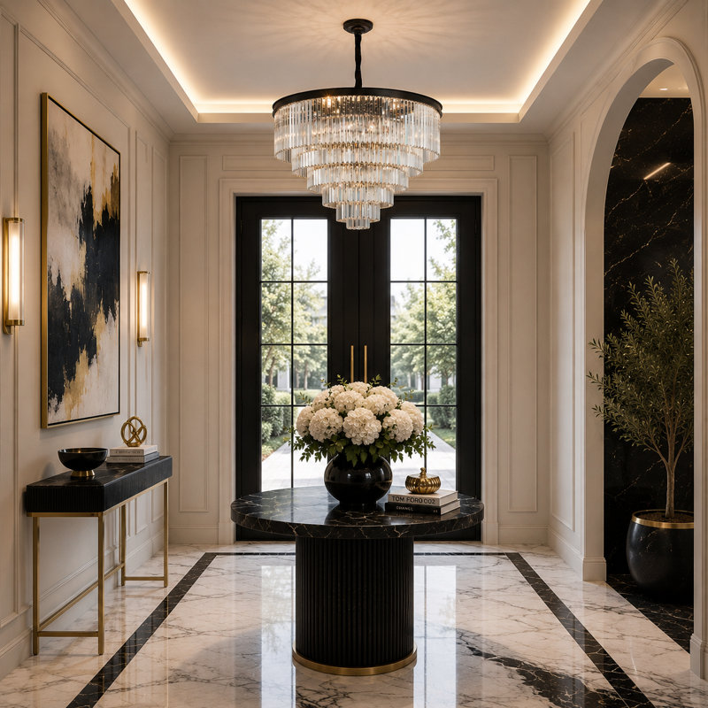 Allure 28-Light Round Crystal LED Chandelier - Matte Black