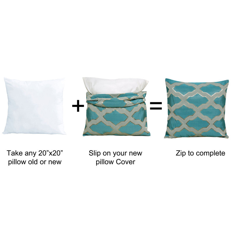 Geometric Square Cushion Cover, Deep Teal