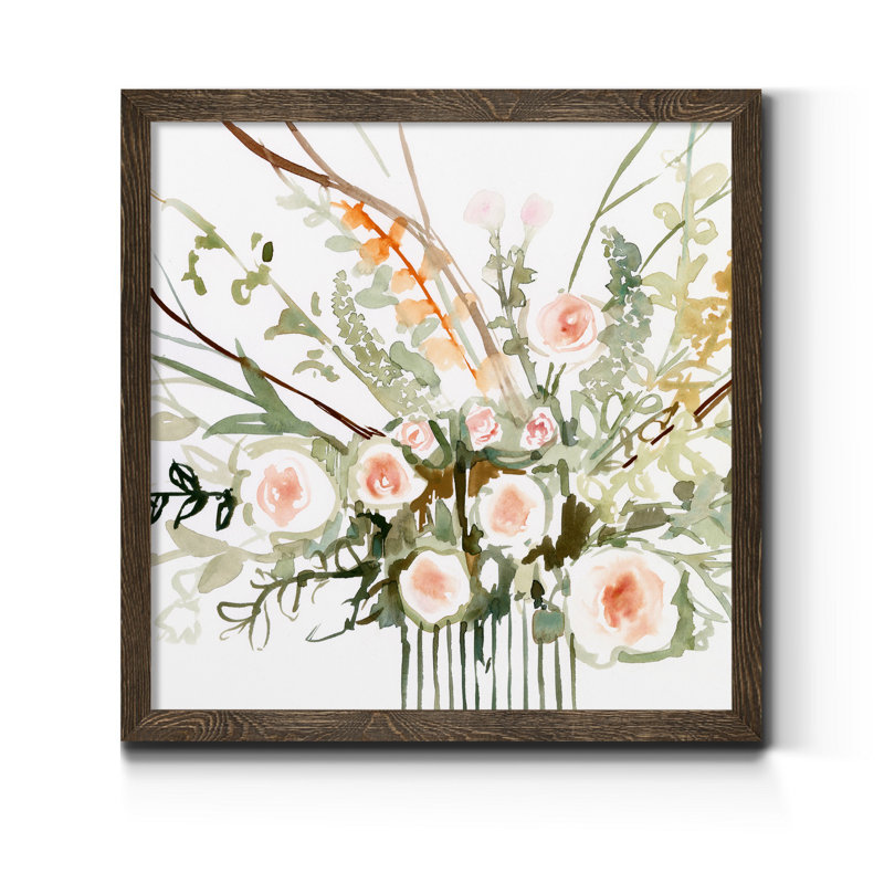 Fleurs de foraged II-imprimé, H 17 po x l 17 po x P 1,5 po, Toile avec cadre en noyer