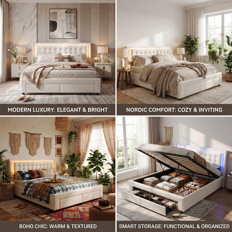 Velvet Hybrid Storage Beds Bed