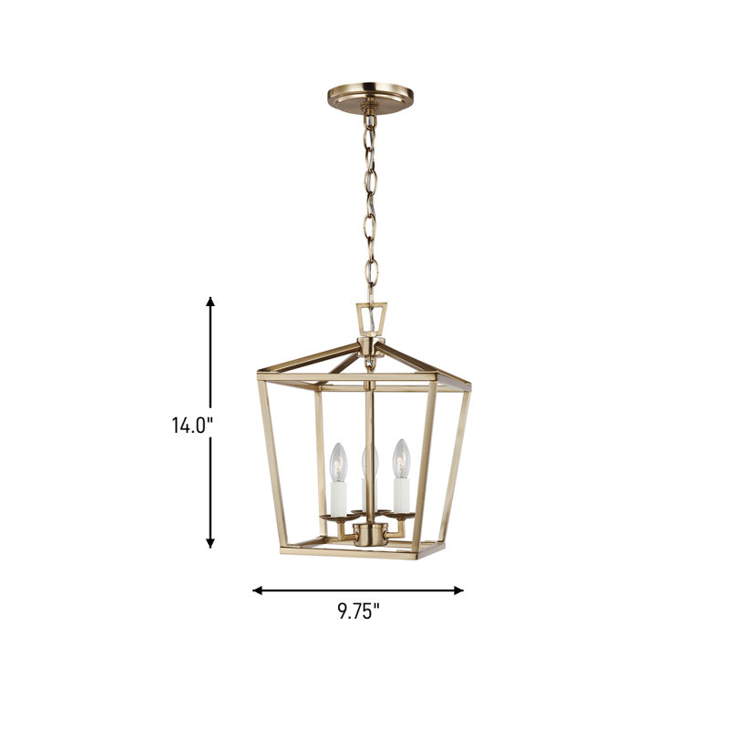 Three Light Mini Lantern, Satin Brass