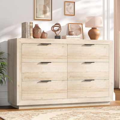 Natural 6-Drawer Dresser Bedroom Closet Storage Chest