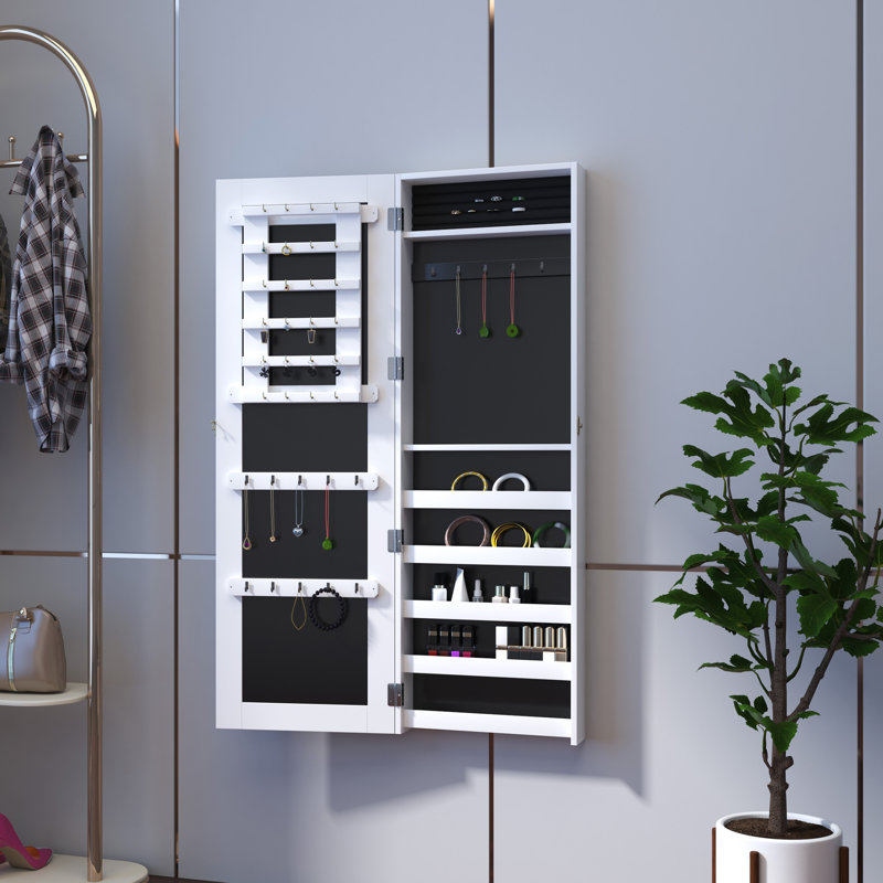 Armoire à bijoux murale avec miroir Pittner, Blanc