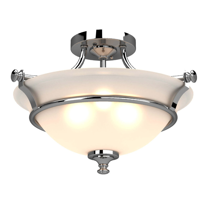 Plafonnier semi-encastré chromé 2 lumières en verre givré rouge V3202 Tes 2 lumières Red Barrel Studio