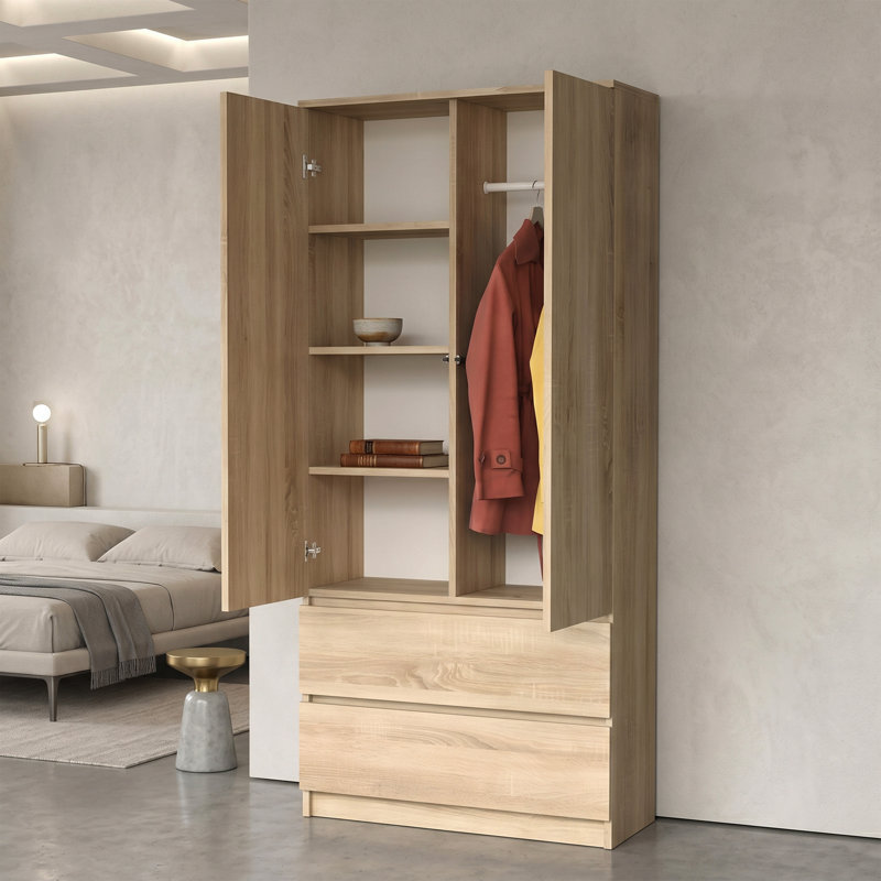 Jonathin 2 Door Wardrobe, Wood