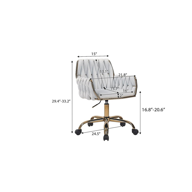 Chaise de bureau tissée Heng Ming avec accoudoirs et hauteur réglable, ensemble de 1