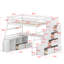Lit mezzanine tout-en-un avec bureau, tiroirs de rangement et tablettes