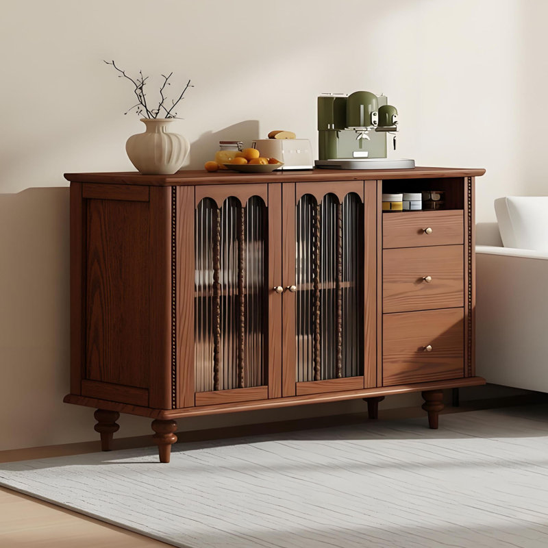 Buffet de rangement rétro et simple, H 39,37 po x l 51,18 po x P 15,74 po, Noir