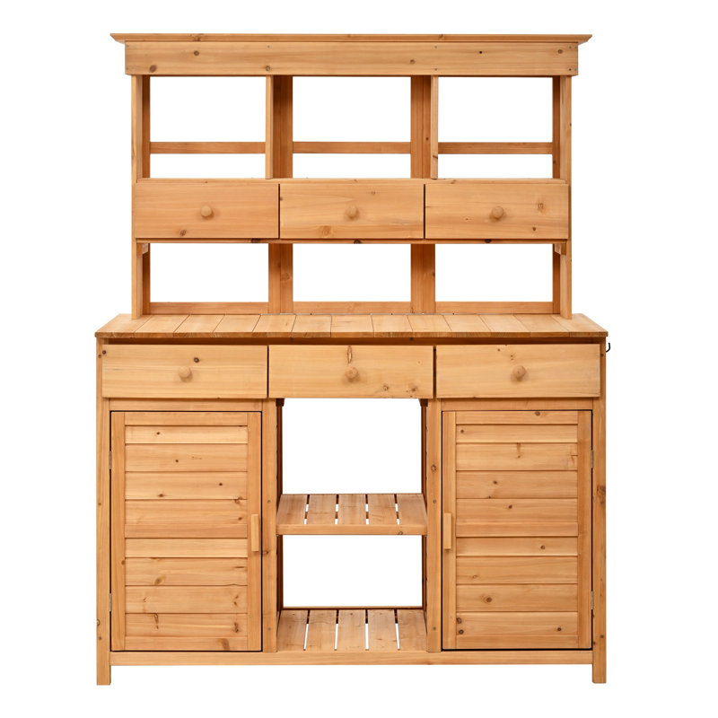 Banc de jardin haut de 65,7 po avec cadre en bois de sapin et structure rustique TopMAX