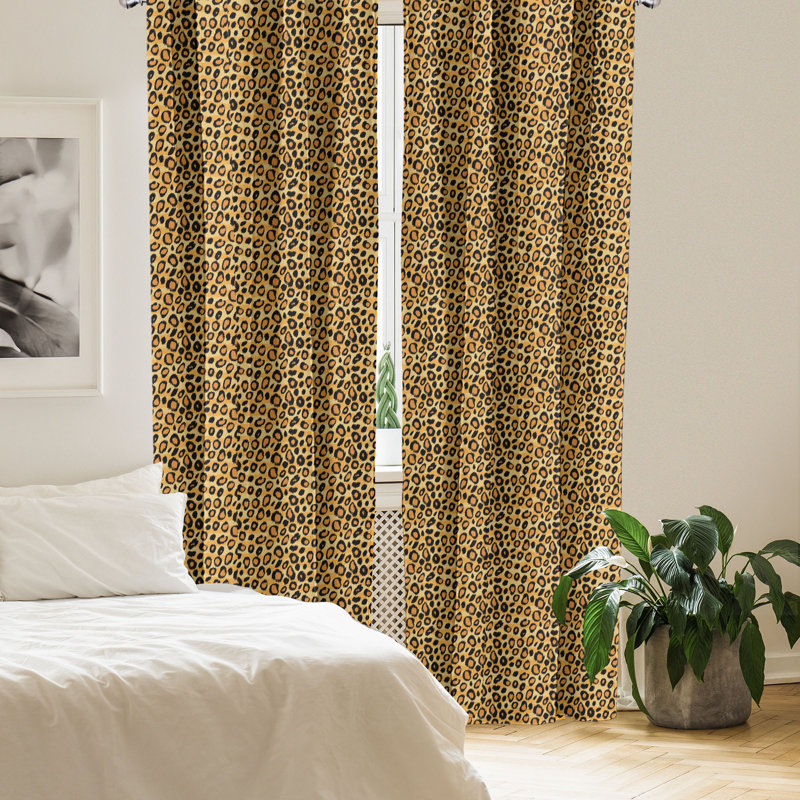 East Urban Home Leopard Print 4-Panel Curtains, Wild Feline Tile 55706, 56" W x 84" L