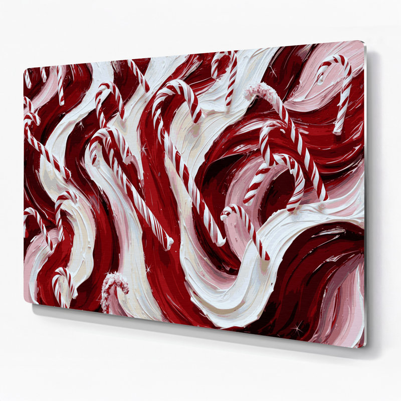 Art mural rouge en métal Christmas Canes, H 12 po x l 18 po
