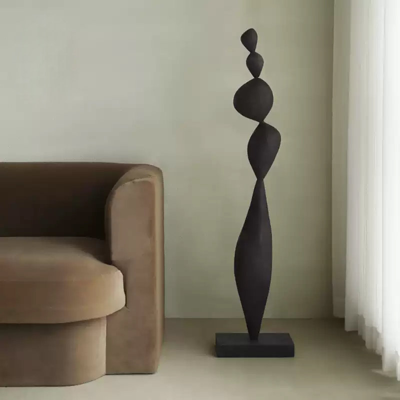 Zen-Style Walnut Wood Art Sculpture Ornaments, Black