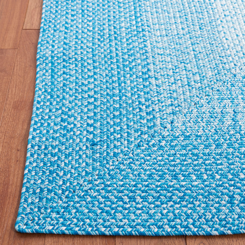 Braided 220 Area Rug In Aqua, Round 6'