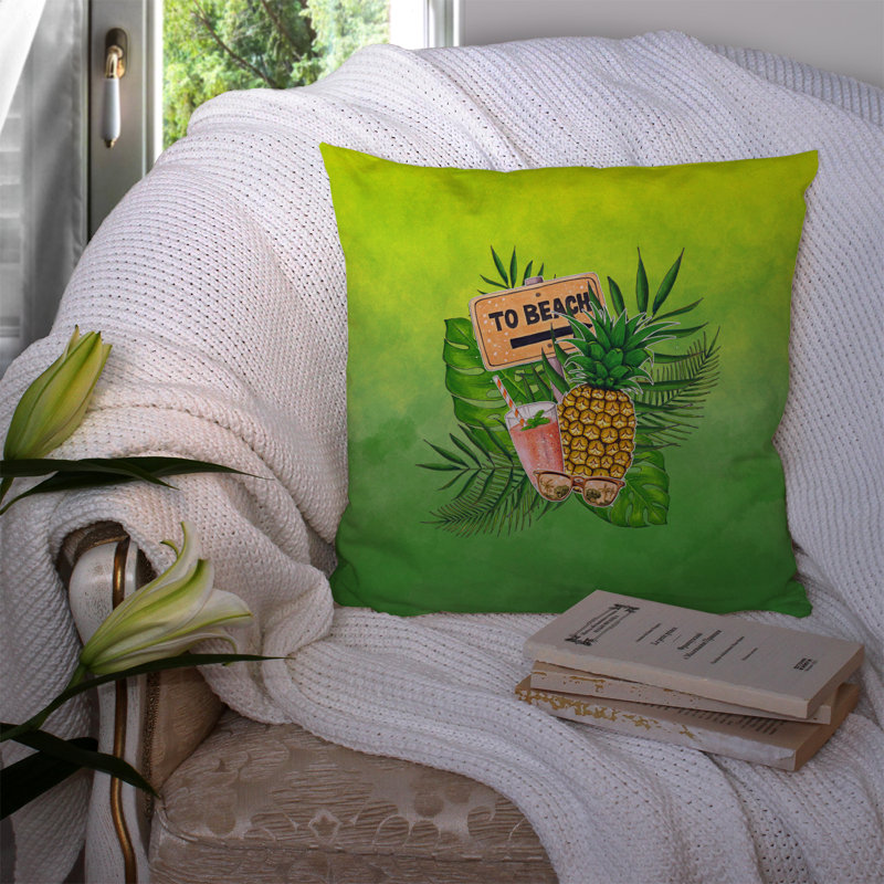 To the Beach Summer Indoor/Outdoor Throw Pillow, 14" x 14"