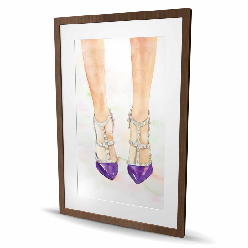 Talons hauts mauves - Imprimé mat encadré pour la décoration, Mauve / beige