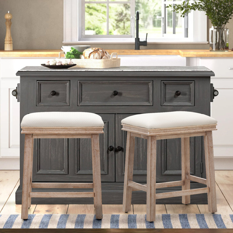 Tabouret de comptoir 24 po Jelissa, Blanc, Brun clair