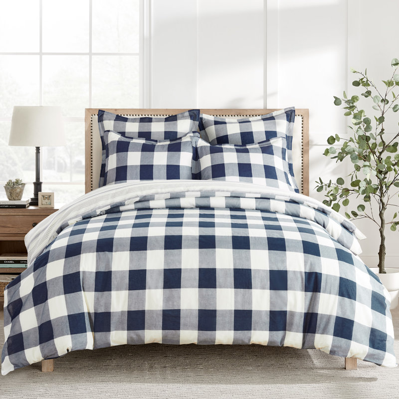 Camden Navy Duvet Set, King Duvet Cover + 2 Shams