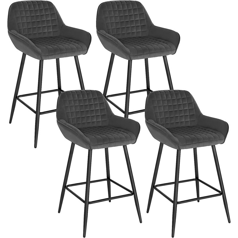 Chisato Upholstered Counter Stool with Metal Frame, Dark Grey, 4