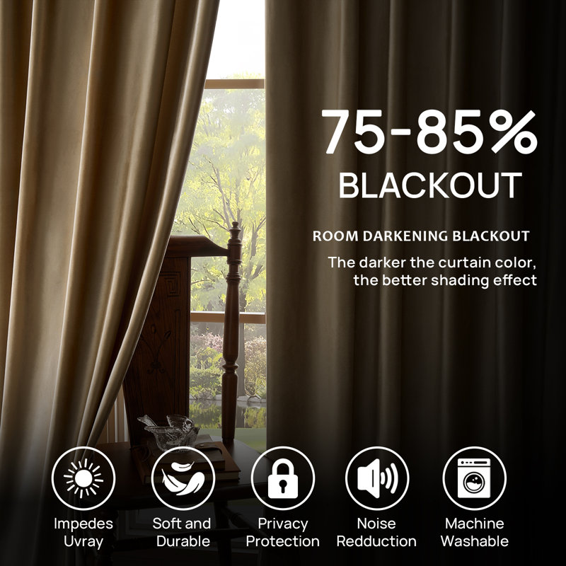Luxury Velvet Pinch Pleated Blackout Curtains - Room Darkening Thermal Insulated Back Tab Soundproof Drapes with Hooks+Rings (set of 2)