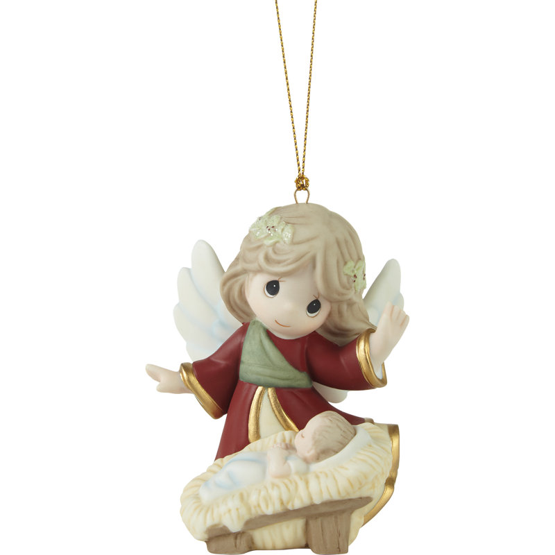 Ornement de Noël Precious Moments veillant sur un bébé Jésus 3,62 pouces
