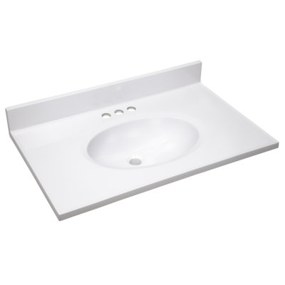31 Inch Cultured Marble Vanity Top with Backsplash, Improved Package
