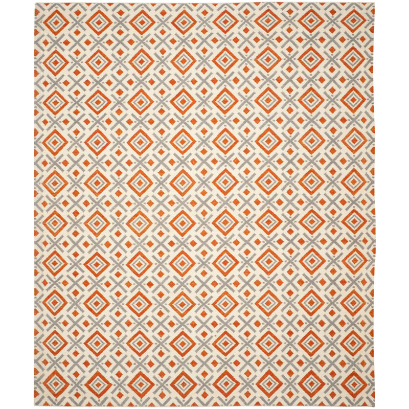 Estevez Hand Woven Flat Weave Wool Geometric Rug, Rectangle 8' x 10'