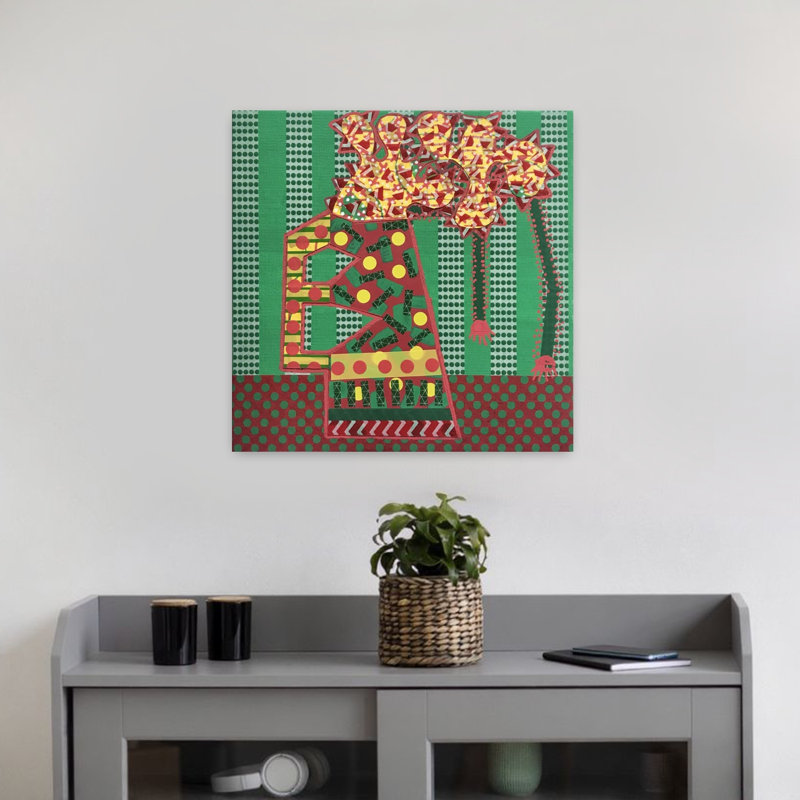 Art contemporain Art floral coloré contemporain, H 18 po x l 18 po