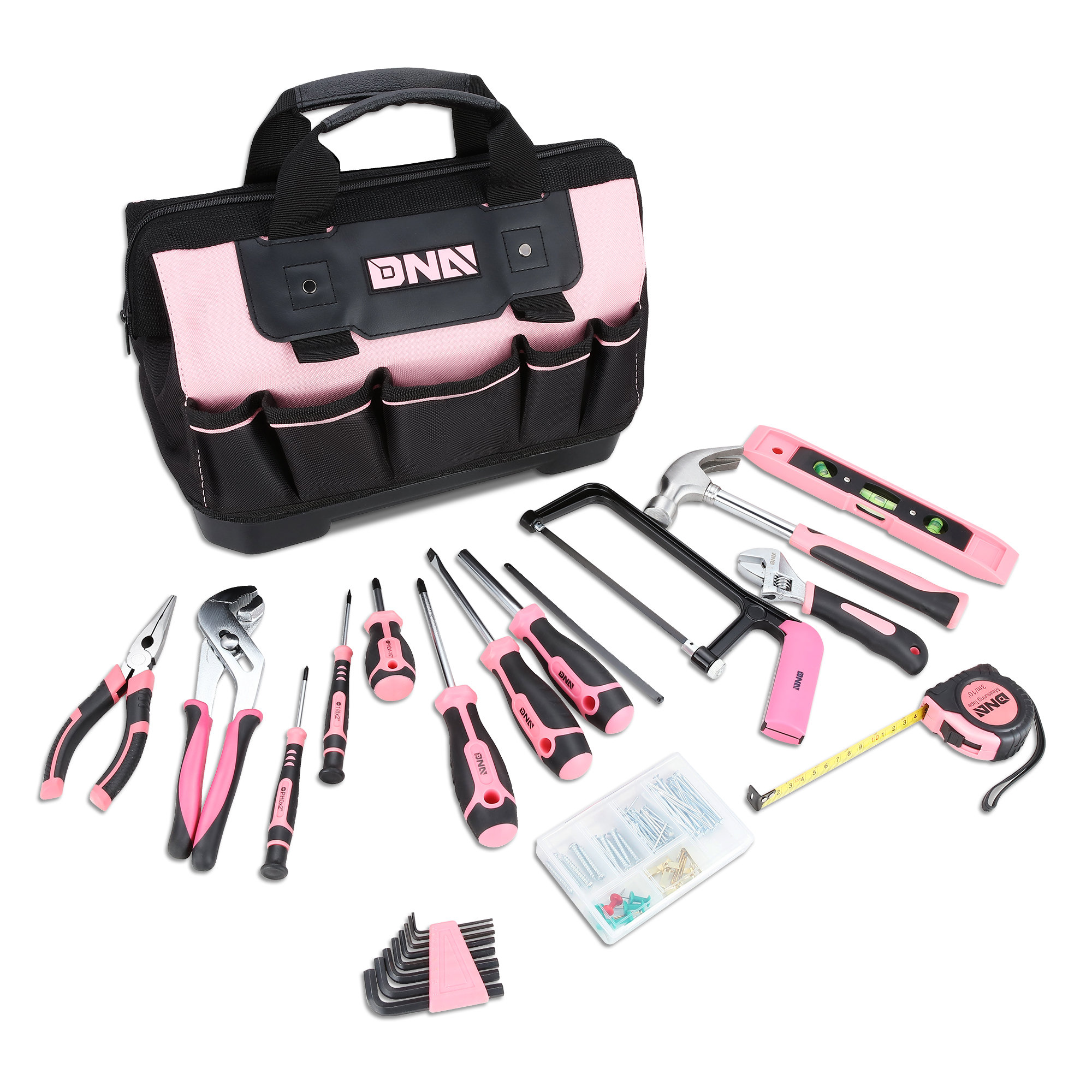 WORKPRO 52-Piece Pink Tools Set, Household Lady Tool Kit with Storage