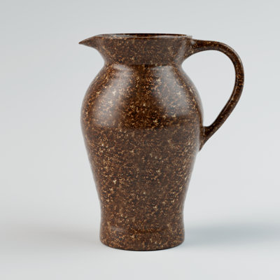 Vintage Ceramic Table Vase, Dark Brown Speckled Vase as Farmhouse Room Decor
