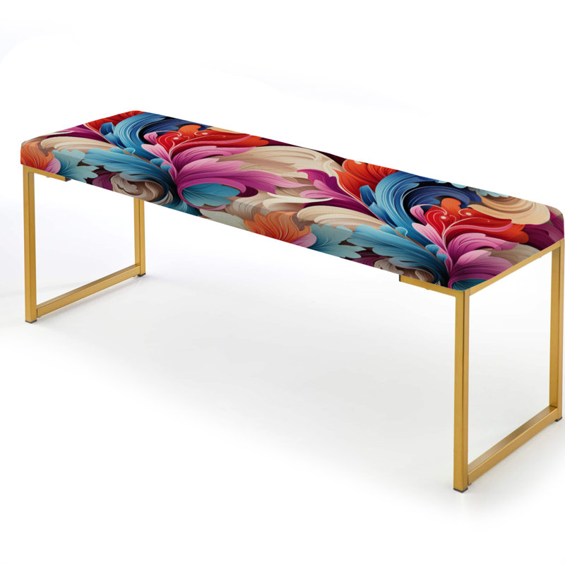 Motif cachemire Retro Vibes - Banc rembourré or Paisley