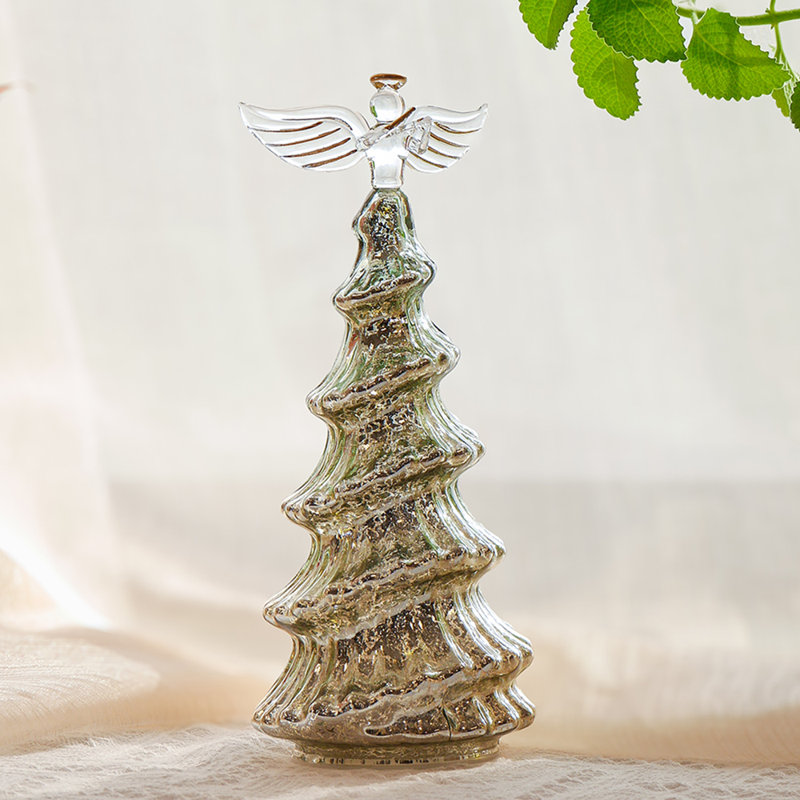 Décoration d'arbre de Noël en verre - Décoration de Noël pour table, centre de table de Noël, Doré