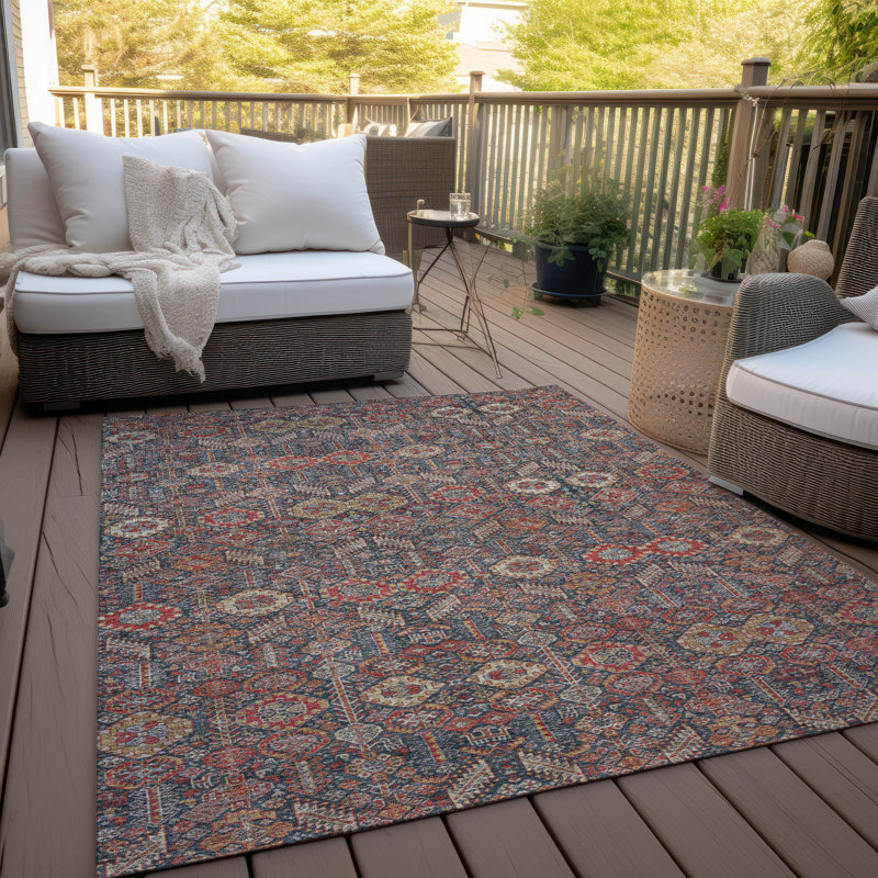 Sonja Washable Floral Indoor / Outdoor Rug, Rectangle 3' x 5'