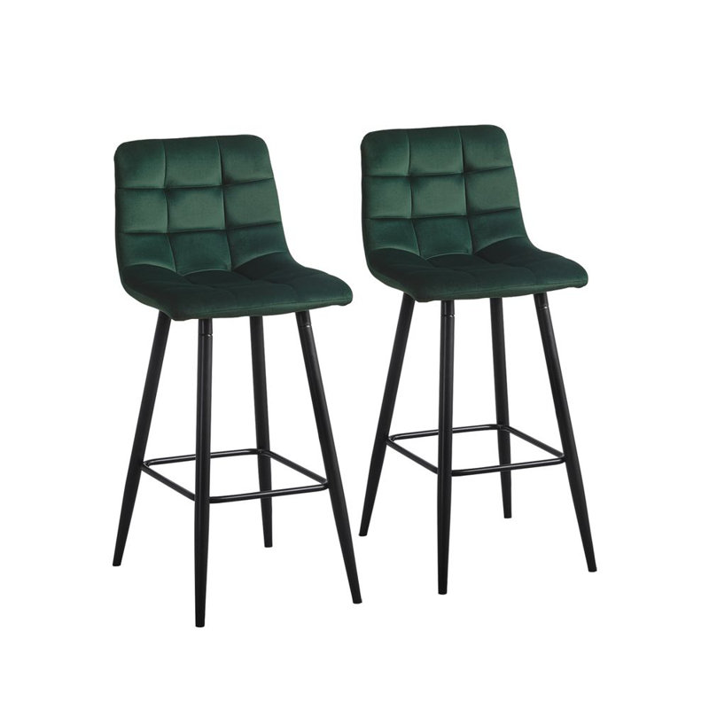 Breyson Upholstered Counter Stool with Metal Frame, Green