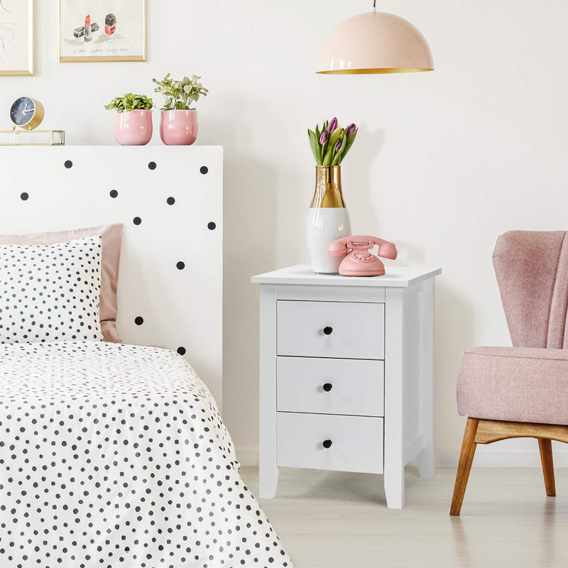 Bentleyville 46cm W Bedside Table, White