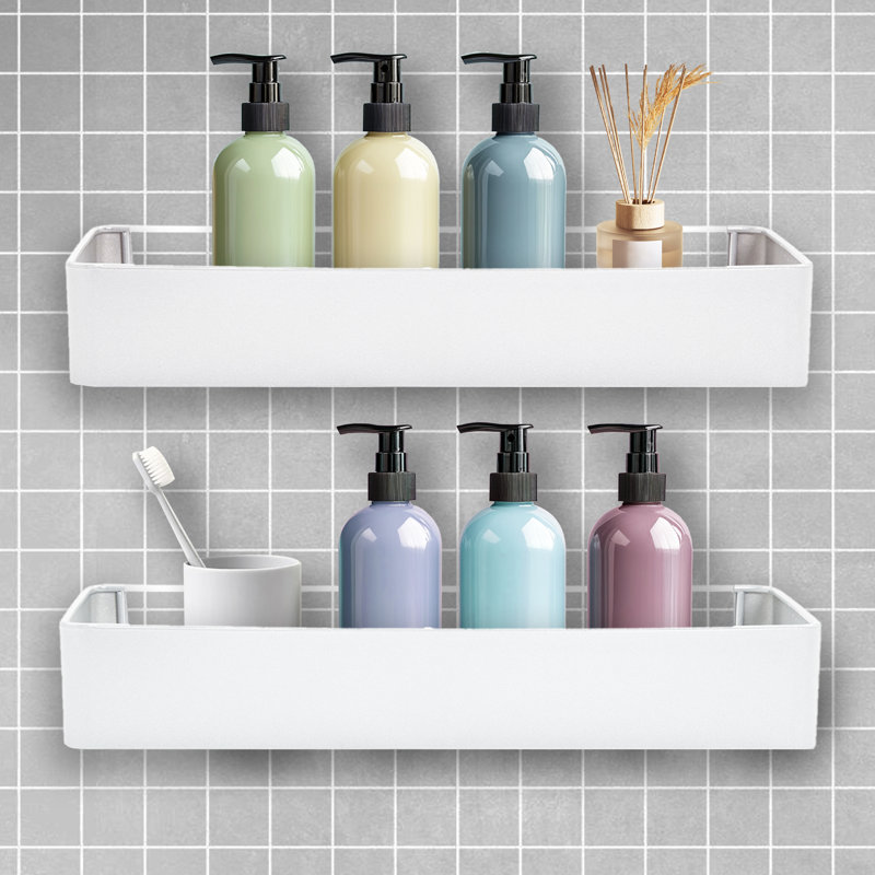 Serviteur de douche, organisateur de douche et rangement de salle de bain adhésif, tablettes de douche sans perceuse pour douche intérieure, support de rangement de douche antirouille