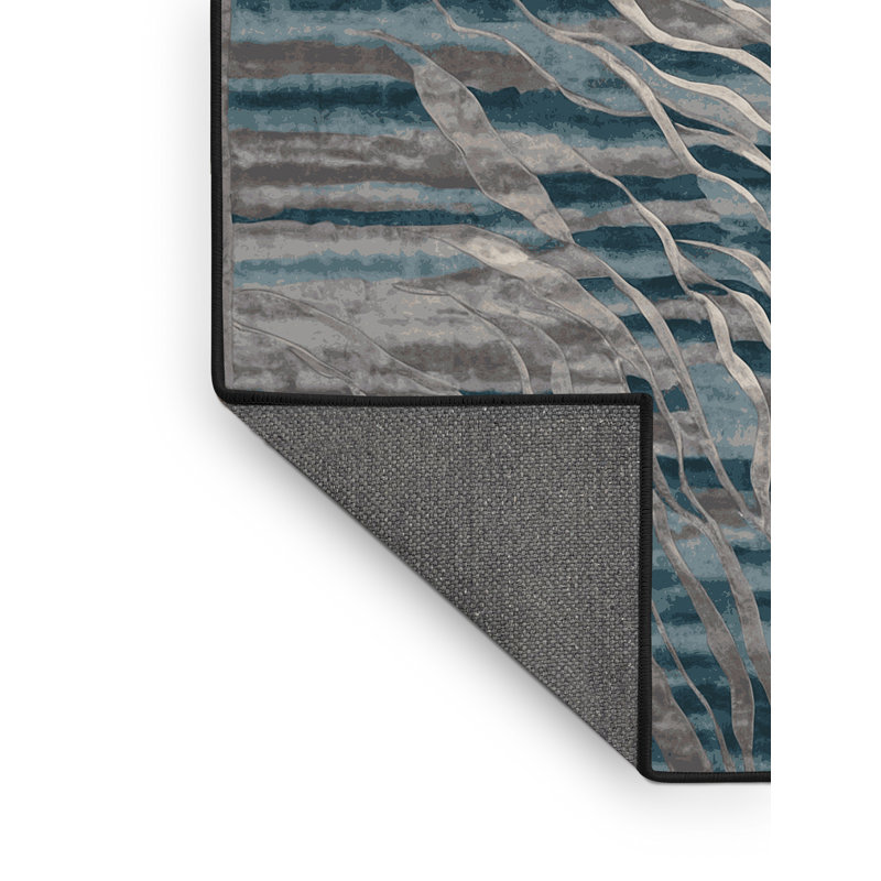 Tapis gris soyeux et moelleux, Carré 8 pi