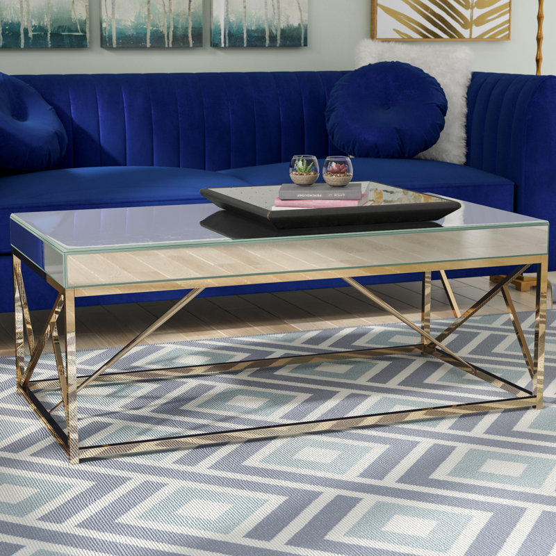 Flori Glass Top Coffee Table, Copper Chrome