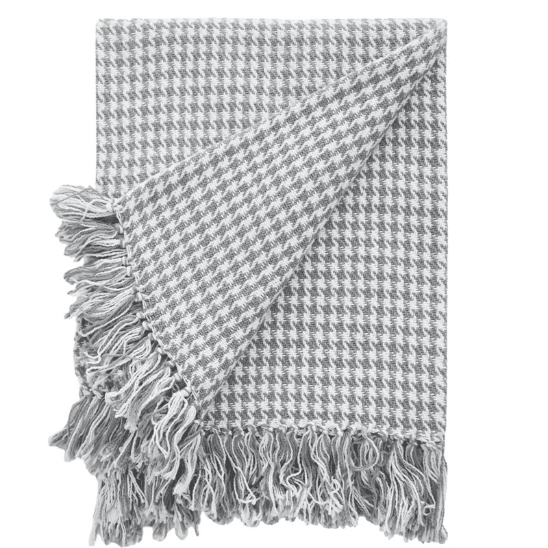 Throws Hand Woven Throw Blanket, 60" W x 80" L, Gray White