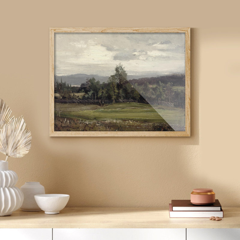 «Country Field Green Forest Cloudy Sky» sur papier, H 12 po x l 16 po, Naturel