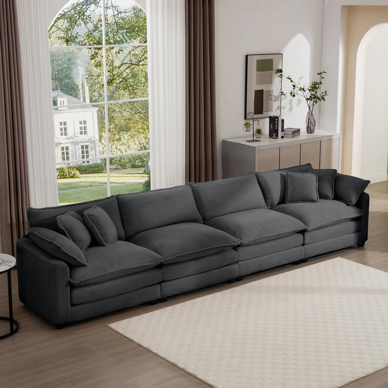 Canapé 4 places avec coussins Modern, Gris