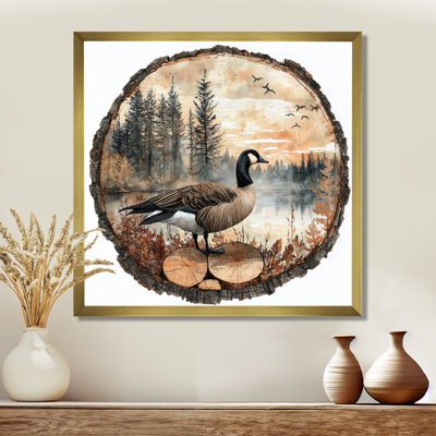 Goldyn Canadian Goose in Forest Lake Landscape III - oie, art mural