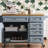 52'' Kitchen Island with Drop Leaf, Embossed Texture Kitchen Island on Wheels with Spice Rack, Towel Rack, 2 Doors and 5 Drawers, Kitchen Storage Cart with Adjustable Shelf for Kitchen, Blue Grey-1179554612
