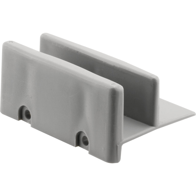 Guide inférieur de porte de douche coulissante Prime-Line, profilé 1/2 po, fabrication en plastique, gris, installation de 2 attaches