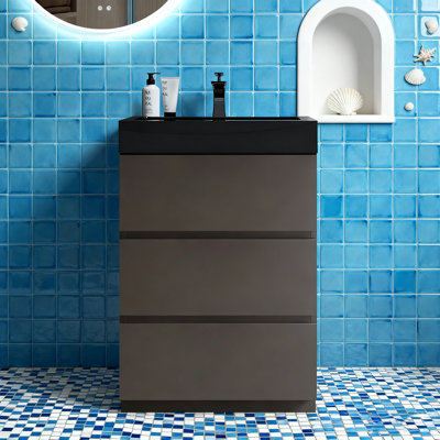 Armoire de salle de bain flottante en chêne Cc0414s306 - murale, petit espace, pré-assemblée
