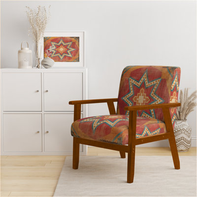 Fauteuil d'appoint rembourré de velours bohémien chic G collage - Carreaux orange marocain I